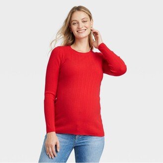 Ribbed Lightweight Crew Neck Maternity Sweater - Isabel Maternity by Ingrid & Isabel™ Red S