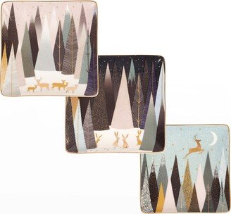 Sara Miller Frosted Pines Trinket Trays, Set of 3