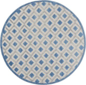 Nourison Home Aloha ALH26 5'3 x 5'3 Round Outdoor Area Rug - Blue, Gray