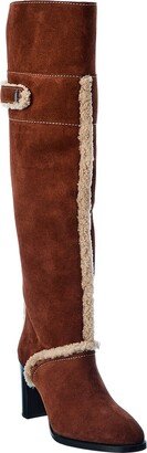 Suede & Shearling Over-The-Knee Boots-AA