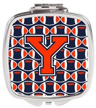 CJ1066-YSCM Letter Y Football Orange, Blue & White Compact Mirror