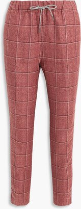 Checked hemp and merino wool-blend tweed tapered pants