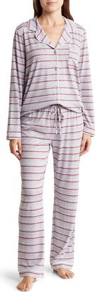 JACLYN Stripe Long Sleeve Button-Up Top & Pants Pajamas