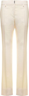 Ivory-colored Wool Tailored Pants With Logo Woman