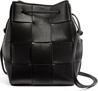 Small Leather Cassette Bucket Bag-AB