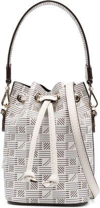 Monogram-Print Leather Bucket Bag