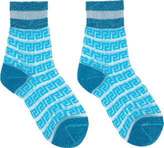 Blue Greca Sheer Socks