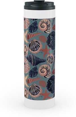 Travel Mugs: Seashells And Slate - Multi Stainless Mug, White, 20Oz, Multicolor