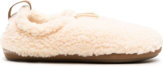 Drawstring-Fastening Shearling Slippers