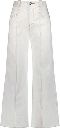 Wide-Leg Contrast-Stitch Jeans