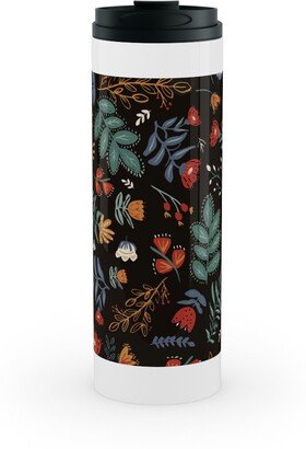 Travel Mugs: Midnight Garden Stainless Mug, White, 16Oz, Black