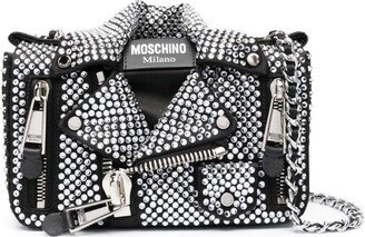 Biker crystal-embellished crossbody bag