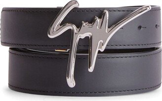 Logo-Buckle Leather Belt-AB