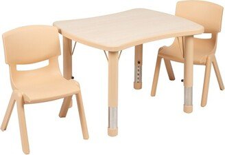 21.875W x 26.625L Rectangular Natural Plastic Height Adjustable Activity Table Set with 2 Chairs