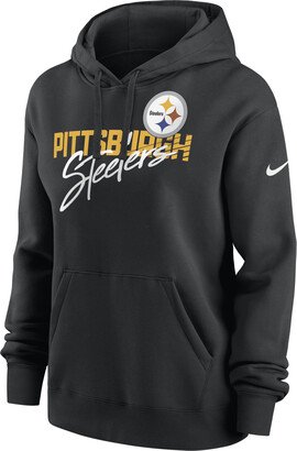 Women's Wordmark Club (NFL Pittsburgh Steelers) Pullover Hoodie in Black