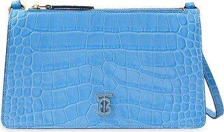 Croc-Embossed Leather Shoulder Bag