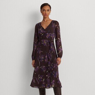 Ralph Lauren Floral Belted Crinkle Georgette Dress