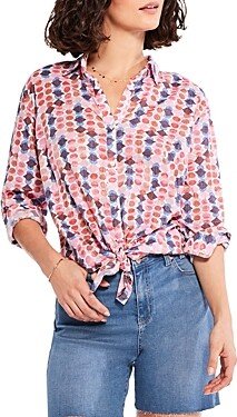 Petites Geo Dots Cotton Boyfriend Shirt