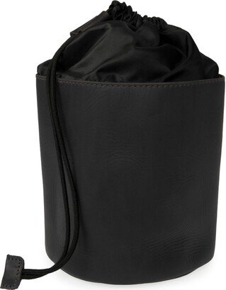 Vida Vida Luxe Black Leather Drawstring Wash Bag