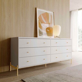 Jasper 71.65 Double Dresser with Steel Gold Legs