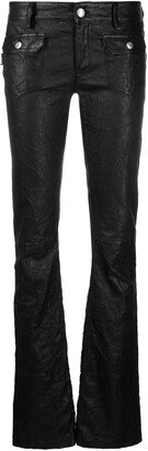 Kick-Flare Leather Jeans