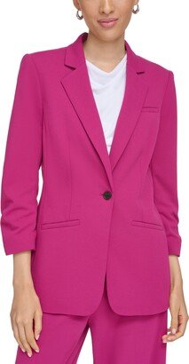 Petite Scuba Crepe Ruched-Sleeve Jacket