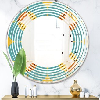 Designart 'Diamond Retro IV' Printed Cottage Round or Oval Wall Mirror - Wave