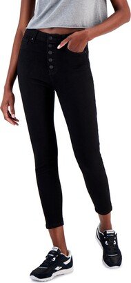 Juniors' High-Rise Button-Fly Curvy Skinny Jeans