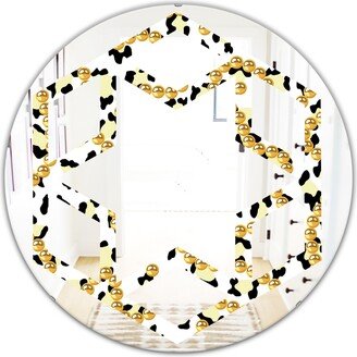 Designart 'Leopard Fur Safari VI' Printed Modern Round or Oval Wall Mirror - Hexagon Star