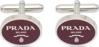 Logo-Print Sterling Silver Cufflinks