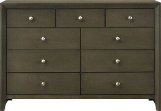 Global Pronex Wood 3 Tier 9 Drawers Dresser, Gray Finish