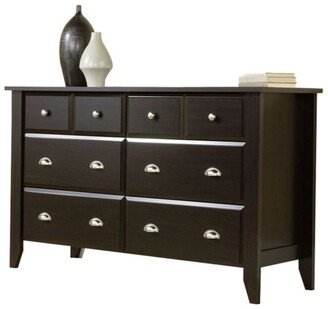 Dark Brown Wood 6-Drawer Wardrobe Dresser