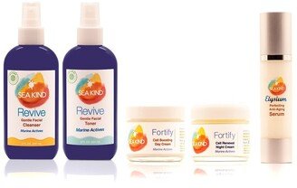 Sea Kind 11.7Oz Fortify Day Cream & Night Cream + Revive Facial Cleanser & Toner + Perfecting Serum