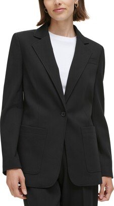 Petite Notched-Collar One-Button Jacket