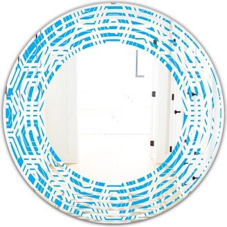 Designart 'Retro Hexagon Pattern VII' Printed Modern Round or Oval Wall Mirror - Wave