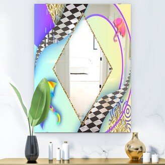 Designart 'Spacy Dimensions 5' Mid-Century Mirror - Large Printed Wall Mirror