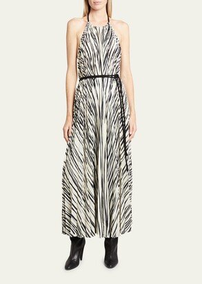 Frida Striped Belted Halter Maxi Dress