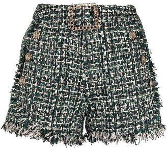 Rough-Cut Tweed Shorts