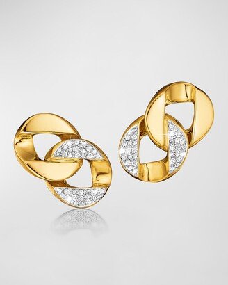 18k Yellow Gold Diamond Curb-Link Clip-On Earrings