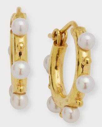 Big Baby 19k Gold & Pearl Hoop Earrings