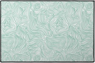 Door Mats: Abstract Wavy Lines - Green Door Mat, Green