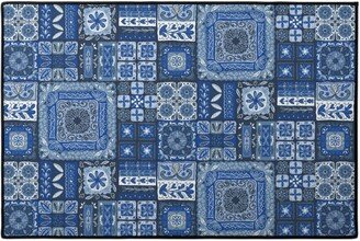 Door Mats: Grandma's Patchwork - Blue Door Mat, Blue