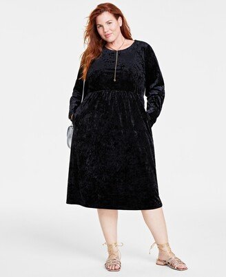 On 34th Plus Size Crushed Velvet Midi Dress, Created for Macy's