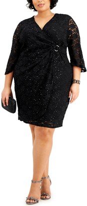 Plus Size Sparkle Lace Surplice Dress