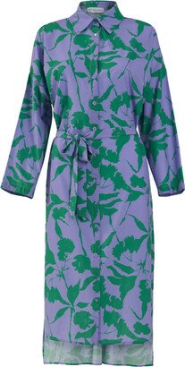 Kadriye Baştürk Women's Neutrals Floral Patterned Shirt Dress Lilac