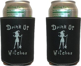 Halloween Party Drink Up Witches Engraved Leatherette Beverage Holder Beer Cooler Funny Gifts