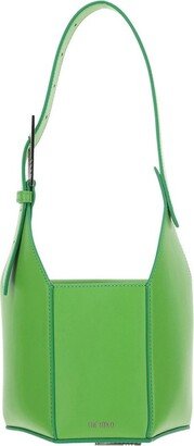 Structured Buckle-Detailed Bucket Bag