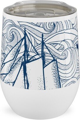 Travel Mugs: Vintage Nautical Journey Stainless Steel Travel Tumbler, 12Oz, Blue