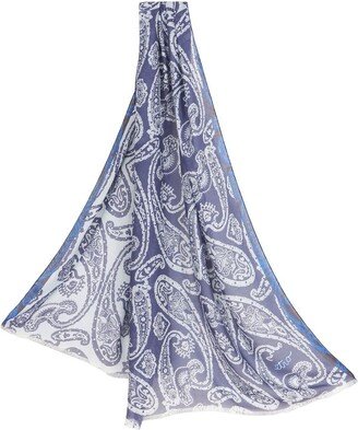 Paisley-Print Fringed-Edge Scarf