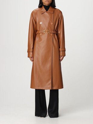 Twinset synthetic leather trench coat with belt